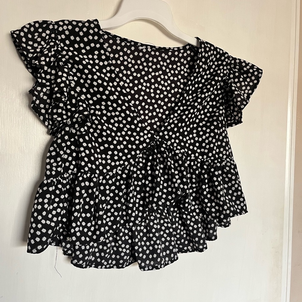 Ruffle polka dot top